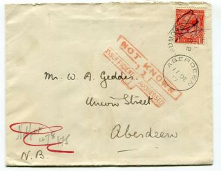 Uk Gb - Admore,  Scotland 1917 Cover To Aberdeen - Not Known Insufficient Address