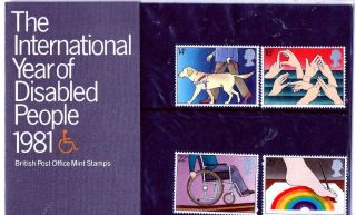 1981 International Year Of Disabled People Royal Mail Presentation Pack P&p