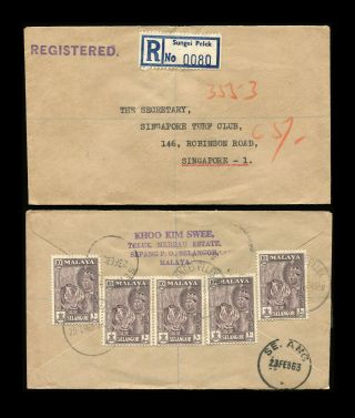 Malaya/malaysia 1963 Selangor Registered Cover,  Sungei Pelek To Singapore.