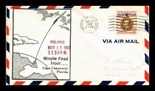 Dr Jim Stamps Us Polaris Missile Fired Space Event Air Mail Cover Patrick Afb