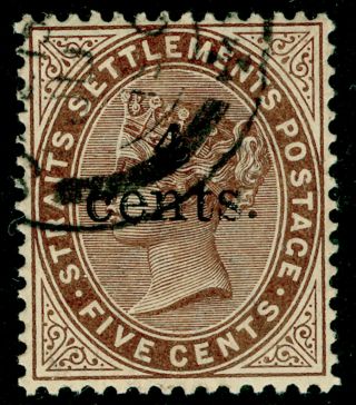 Malaysia - Staits Settlements Sg106,  4c On 5c Brown, .