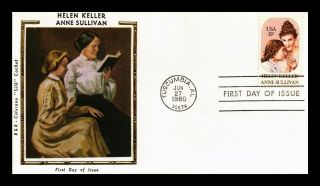 Dr Jim Stamps Us Helen Keller Anne Sullivan Colorano Silk Fdc Cover Tuscumbia