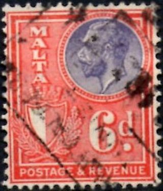 Malta 1926 George V 6d Violet & Scarlet Sg.  165