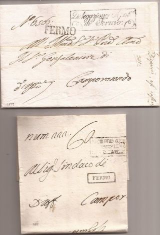 Italy - 1811 & 1829 - 2 Fl Stampless Covers Plus 2 Insides Of Covers Shown (both Fer