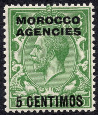 1914 Overprint Morocco Agencies Spanish Currency Sg129 5c On ½d Green Mnh