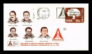 Dr Jim Stamps Us Space Shuttle Astronaut Candidates Event Cover 1978