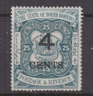 North Borneo,  1899 4 Cents On 25c.  Indigo,  Lhm.