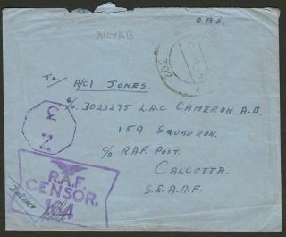 Raf Post 1945 Po No 302 Unstamped Active Service Cover Akyab,  Burma To India