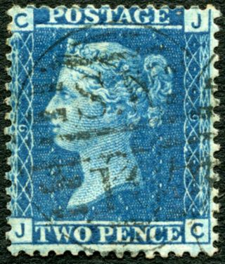 G.  B.  1858 Victoria 2d Blue J - C Plate 9
