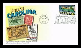 Dr Jim Stamps Us South Carolina Greetings From America First Day Cover Mystic