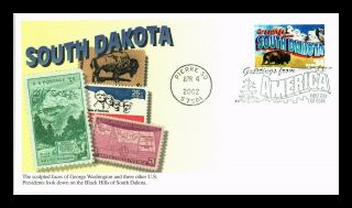 Dr Jim Stamps Us South Dakota Greetings From America First Day Cover Mystic