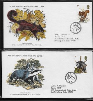 Great Britain 1977 5 First Day Covers And Cards World Wildlife Fund