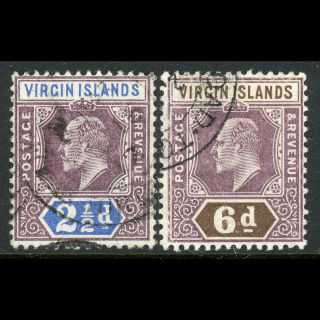 British Virgin Islands 1904 Wmk Mca.  2.  5d & 6d.  Sg 57 & 59.  Fine.  (wc087)