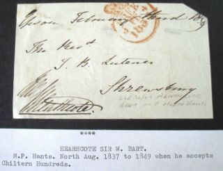 1839 Frank Front - From Sir William Heathcote Mp - 7673