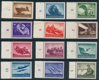 Lot Stamp Germany Mi 873 - 82,  84 - 5 1944 Wwii 3rd Reich Wehrmacht Selection Cl Mng