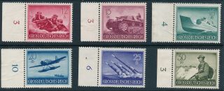 Lot Stamp Germany Mi 873 - 82,  84 - 5 1944 WWII 3rd Reich Wehrmacht Selection CL MNG 3