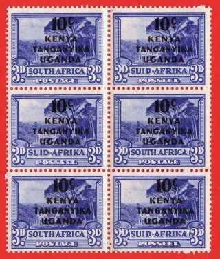 Kenya Uganda Tanganyika - 1941 South Africa Surcharge 10c On 3d - Block 6 - Mnh