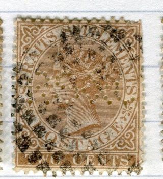 Straits Settlements; 1867 Early Classic Qv Issue 2c.  Value,  Perfin