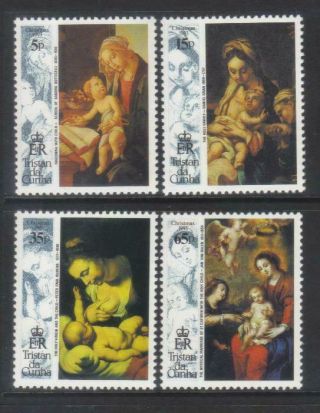 Tristan Da Cunha 1993 Christmas Religious Paintings Mnh Set Of 4