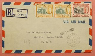 1953 St Kitts Nevis Registered Airmail To Usa