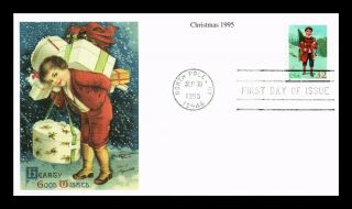 Us Cover Christmas Child Holding Tree Fdc Mystic Cachet