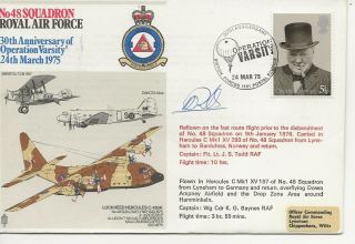 Raf Fdc - No 48 Squadron - 30th Ann Of Op Varsity - 135 - Signed - 1975 (5388d)