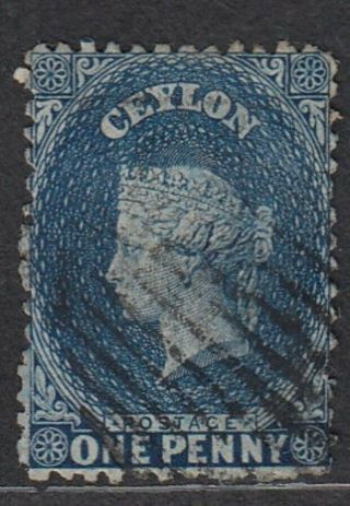 Ceylon Qv 1863 - 66 Issue 1d.  Deep Blue (sg No:49).