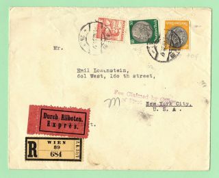 Austria / Germany - Registered Express Cover - Vienna To Ny / Usa - 1938