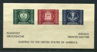 X110 - Austria 1949 Airmail Label / Weltpostverein Stamps.  Mh.  Flight To Usa
