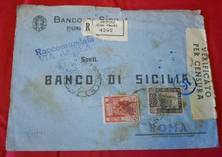Italian Occupation Of Libya 1941 July 12 Censored Registered Wwii Cover To Rome