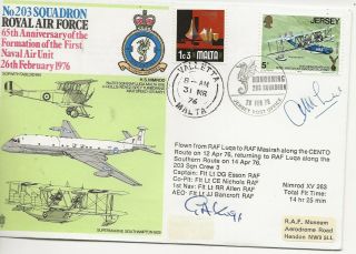 Raf Fdc - No 203 Squadron - 65th Ann Of 1st Naval Air Unit Signed 1976 (5400)
