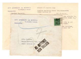 Italy Italian Rsi 1944 Postal History Cover Returned To Sender