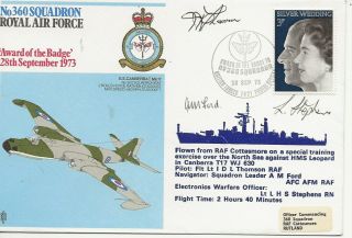 Raf Fdc - No 360 Squadron - Award Of Badge - Signed 1973 (5404b)