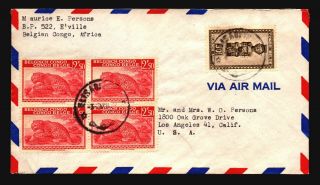 Belgian Congo 1948 Cover To Usa / 10.  50f Total - Z18218