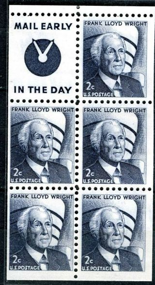 Sc 1280a - 2¢ Frank L.  Wright Booklet Pane Of 5