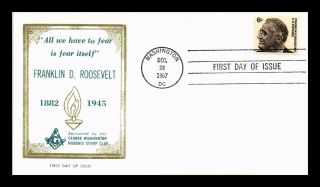 Dr Jim Stamps Us 6c Franklin D Roosevelt Masonic First Day Cover Washington Dc