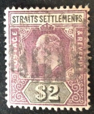 Straits Settlements 1902 - 10 $2.  00 Purple & Green Stamp Vfu