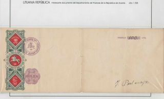 F - Ex8684 Russia Rusia Lietuva Lithuania.  1938 Old Revenue Doc Paper.