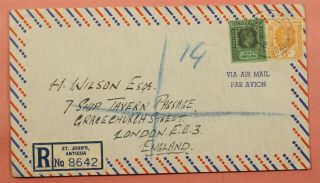 1945 Leeward Islands 1/ On St Johns Antigua Registered Airmail To Gb