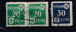 Germany 1941 - 44 German Occupation Estonia Sg 4b Pair 5b Tartu Issue.