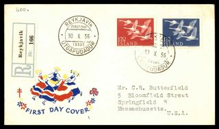 Mayfairstamps 1956 Iceland Birds Set Registered First Day Cover Wwb66269