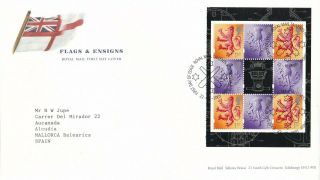 Gb 2001 Flags And Ensigns Booklet Pane Fdc Tallents Cds With Enclosure Vgc