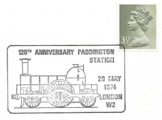 GB RAILWAY SPECIAL COVER 29/5/1974 120 ANNIVERSARY PADDINGTON STATION 3