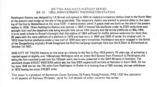 GB RAILWAY SPECIAL COVER 29/5/1974 120 ANNIVERSARY PADDINGTON STATION 4