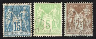 France 1892 - 1900 Group Of Stamps Mi 83,  84ii,  85 Cv=32,  9€