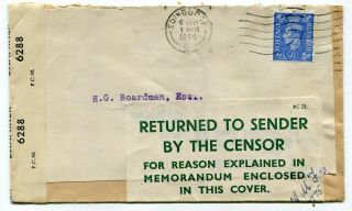 Uk Gb - Scotland 1944 Economy Reuse Censor Cover - Returned By The Censor