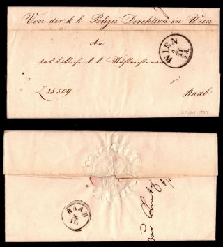 Austria 1857 Pre - Stamp Letter From Police Dept.  615