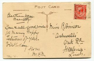 Uk Squared Circle Postmarks - Barnetby 1926 George V Postcard To Healing -