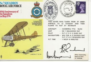 Raf Fdc - No 7 Squadron - 60th Ann Of Form Sqn 0241 - Signed - 1974 (5380)