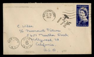 Dr Who 1953 South Africa Grahamstown To Usa Postage Due E72600
